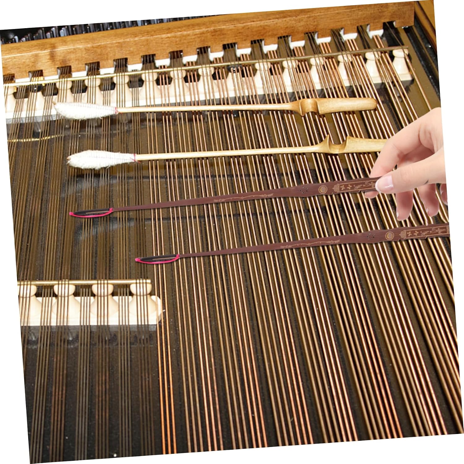 LIOOBO 2pcs Dulcimer Bamboo Ebony Head High-toughness Yangqin Sticks Musical Instrument Accessories