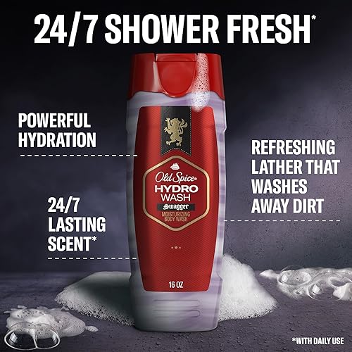 Miniatura 2 de Old Spice Gel de baño hidratante para hombres, Hydro Wash, aroma e hidratación profunda 2 en 1, ducha fresca 24/7, aroma Swagger más suave, 16 onzas