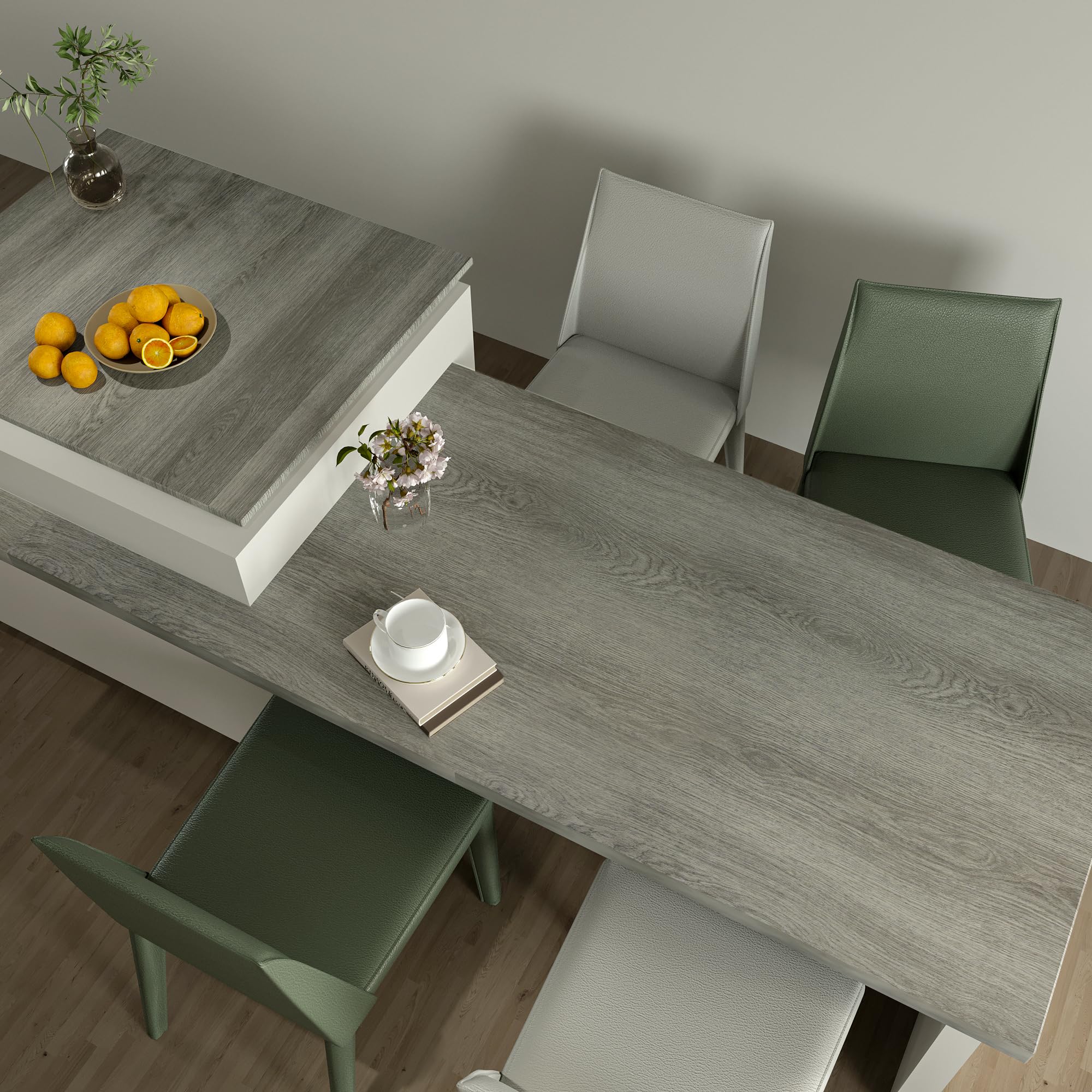 JSEVEM 31"×157" Air Guide Design Extra Wide Thick Grey Oak Wood Wallpaper Peel and Stick Adhesive Faux Gray Oak Wood Contact Paper Vinyl Matte