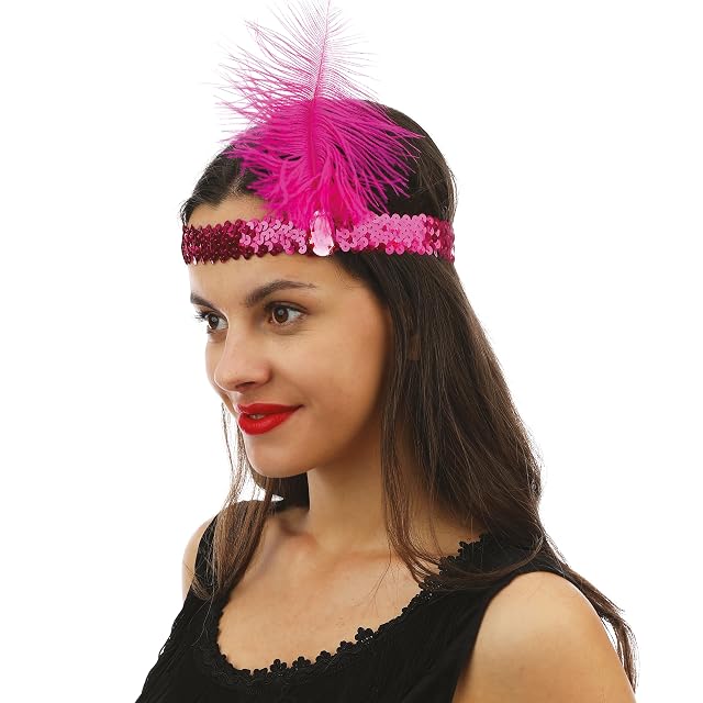 P'tit Clown 20143 Charleston - Diadema de Lentejuelas con Pluma, diseño de Lentejuelas, Accesorio de Disfraz…
