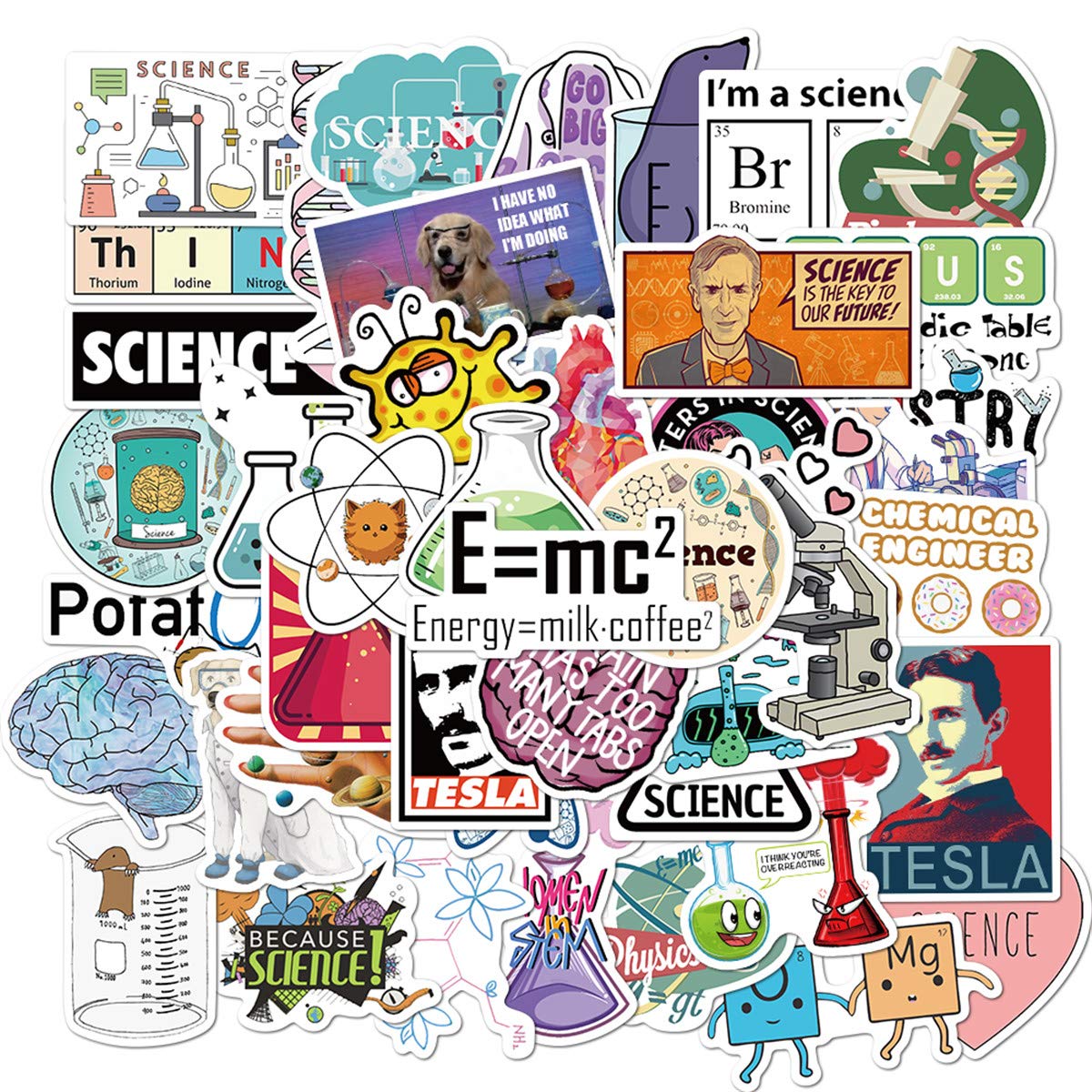 NineGirl Student Science Laboratory Stickers Physics Chemistry Biology