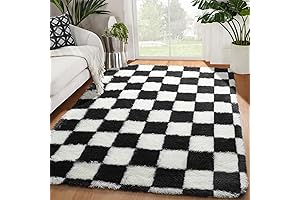 Black and White Checkered Shag Area Rug: Add Dimension and Comfort to Your Cozy Spaces