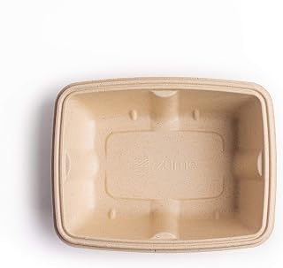 Zume Premium Compostable, Eco Friendly, Leak Proof, Disposable, 24 oz/750ml Medium Rectangular Container, Natural (Pack of 100)