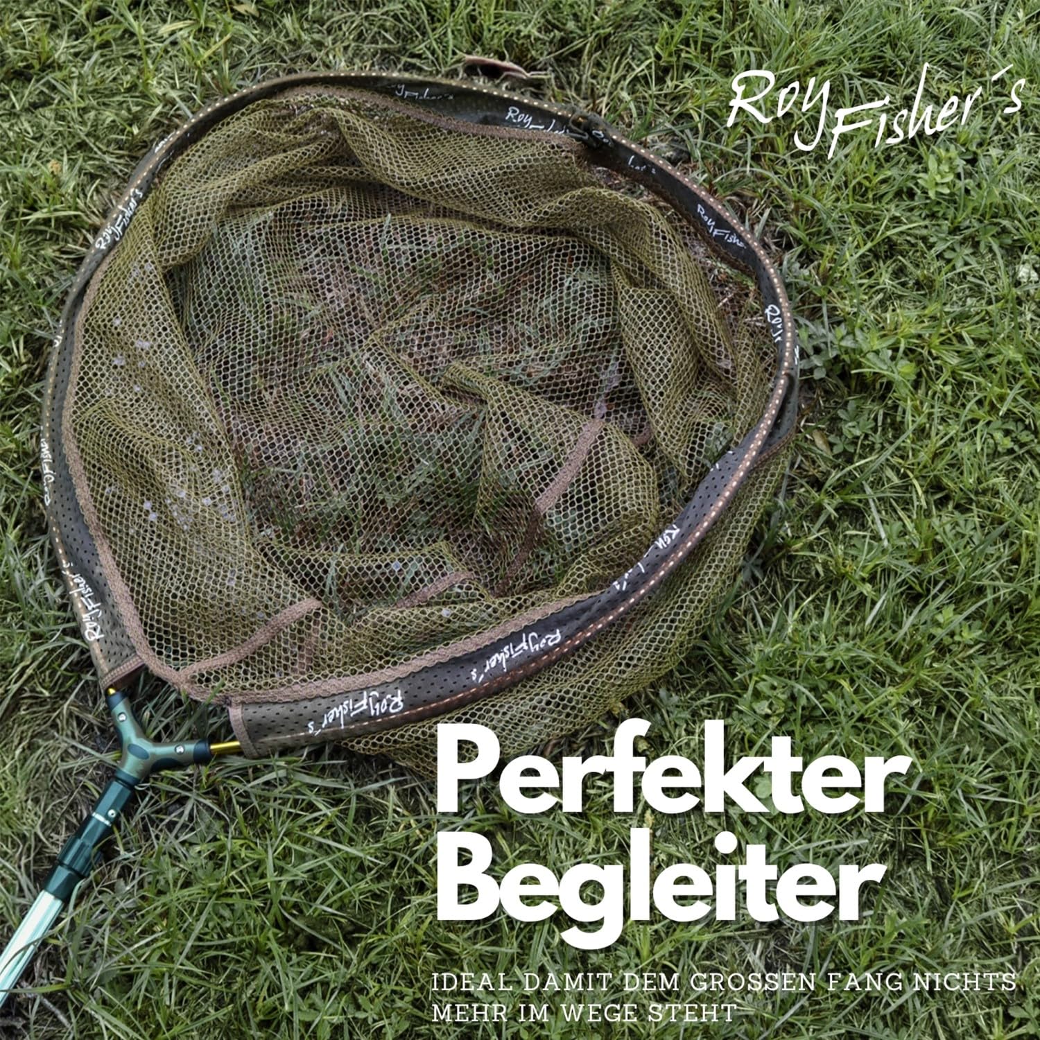 Roy Fishers Gummierter Kescherkopf Safely Rubber Net | Fischschonendes Netz, Aluminium-Rahmen, Universal-Gewinde für Kescherstäbe, Schnelltrocknend & Geruchsarm