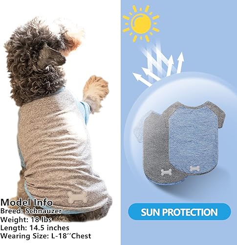 Miniatura 4 de KYEESE Paquete de 2 camisas para perros de secado rápido, manga raglán suaves y elásticas con etiqueta reflectante que protege contra colas de
