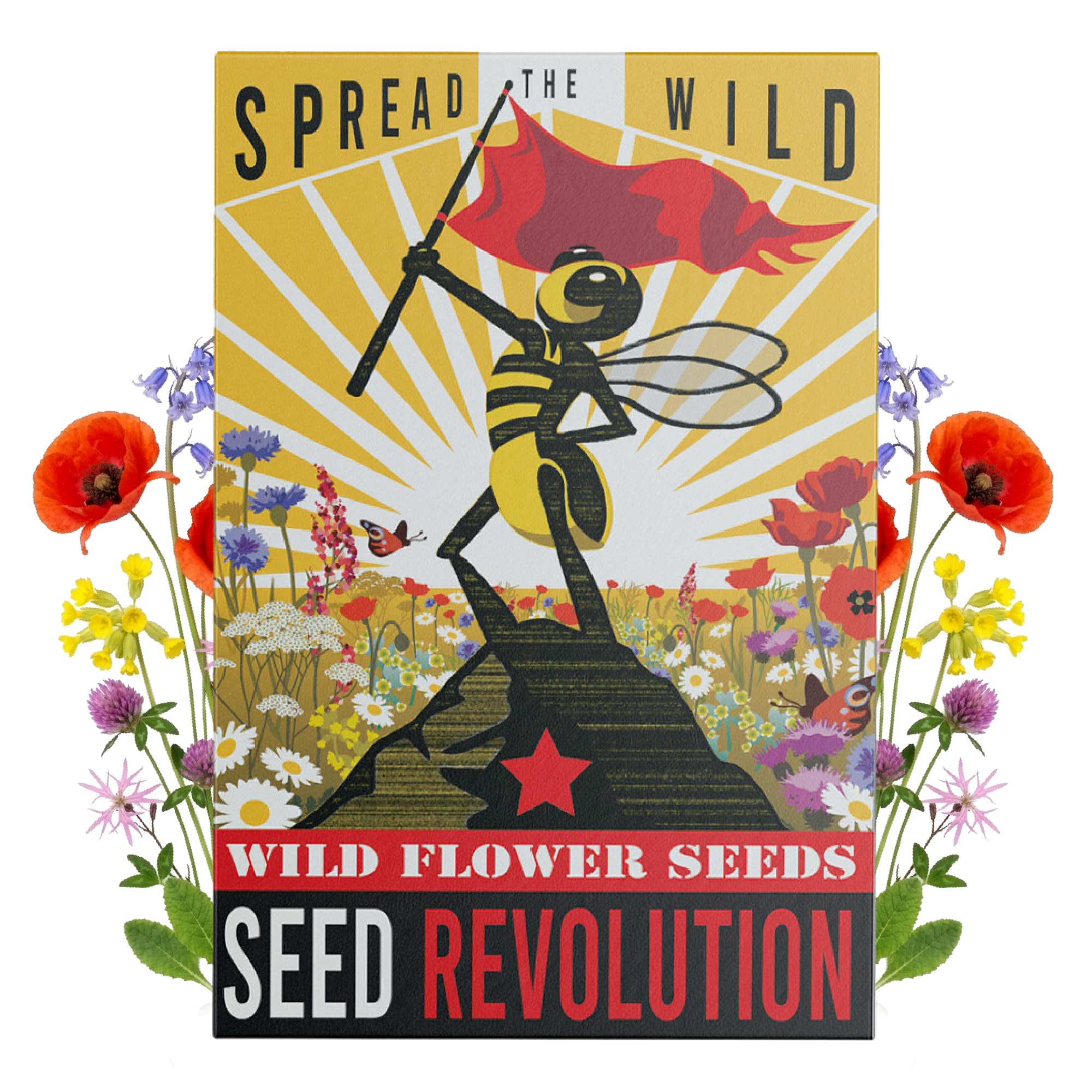 Seed Revolution - 15 Varieties Wildflower Seeds - Spread The Wild Seed Pack- Wild Flower Seeds for Planting UK - Native Gardening Gifts - Grow a Garden Outdoor Plants for Bees - Pack of 3 (12g)