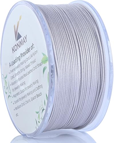Vista 19 de KONMAY Cuerda de nailon negro de 0.024 in con estuche para pulseras, cordón de satén de nailon trenzado de 190 yardas para fabricación de joyas