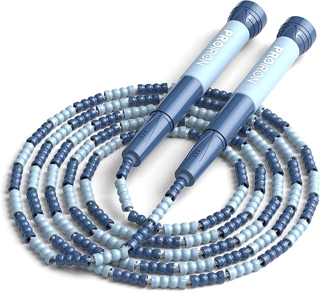 PROIRON Soft Beaded Skipping Rope,tangle free,jump rope for kids,2.8M adjustable length,Purple pink, blue,for beginners students