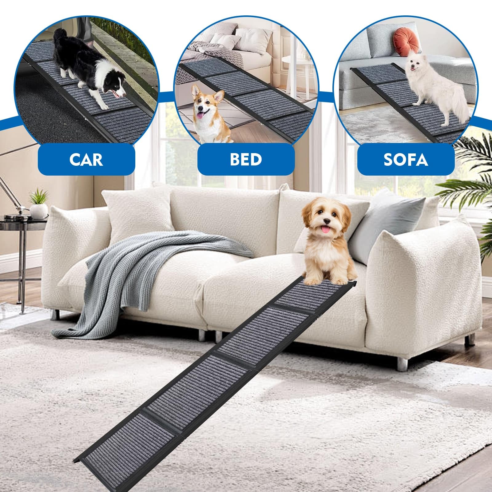 DYUEE Rampe de voiture pour chien 170 cm métal 150 kg pliable antidérapante