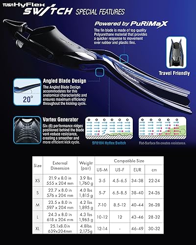 Miniatura 2 de TUSA SF-0104 Hyflex Switch Buceo Aletas