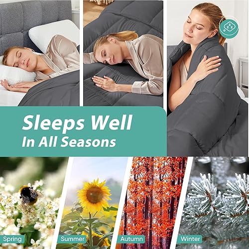 Miniatura 7 de Minoroty Relleno de edredón Queen  Edredón acolchado alternativo para todas las estaciones, tamaño Queen con pestañas en las esquinas, lavable a