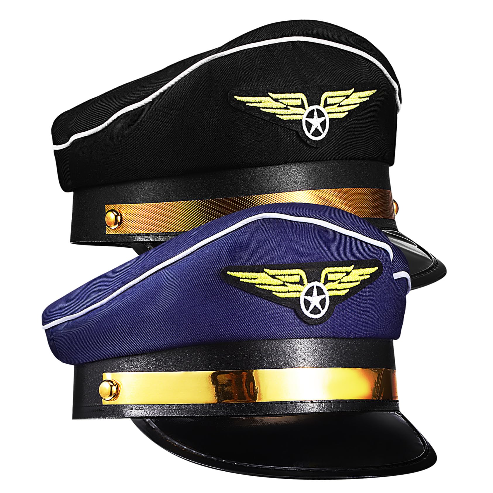 COLLBATH 2Pcs Captain Pilot Hats for Cosplay Aviation Costume Accessories for Themed Parties and Role Playing