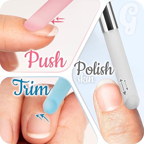 Miniatura 3 de GLADZY - Pusher de cutículas de cristal - Palito de manicura, calidad checa auténtica, removedor de cutículas profesional de precisión para limar,
