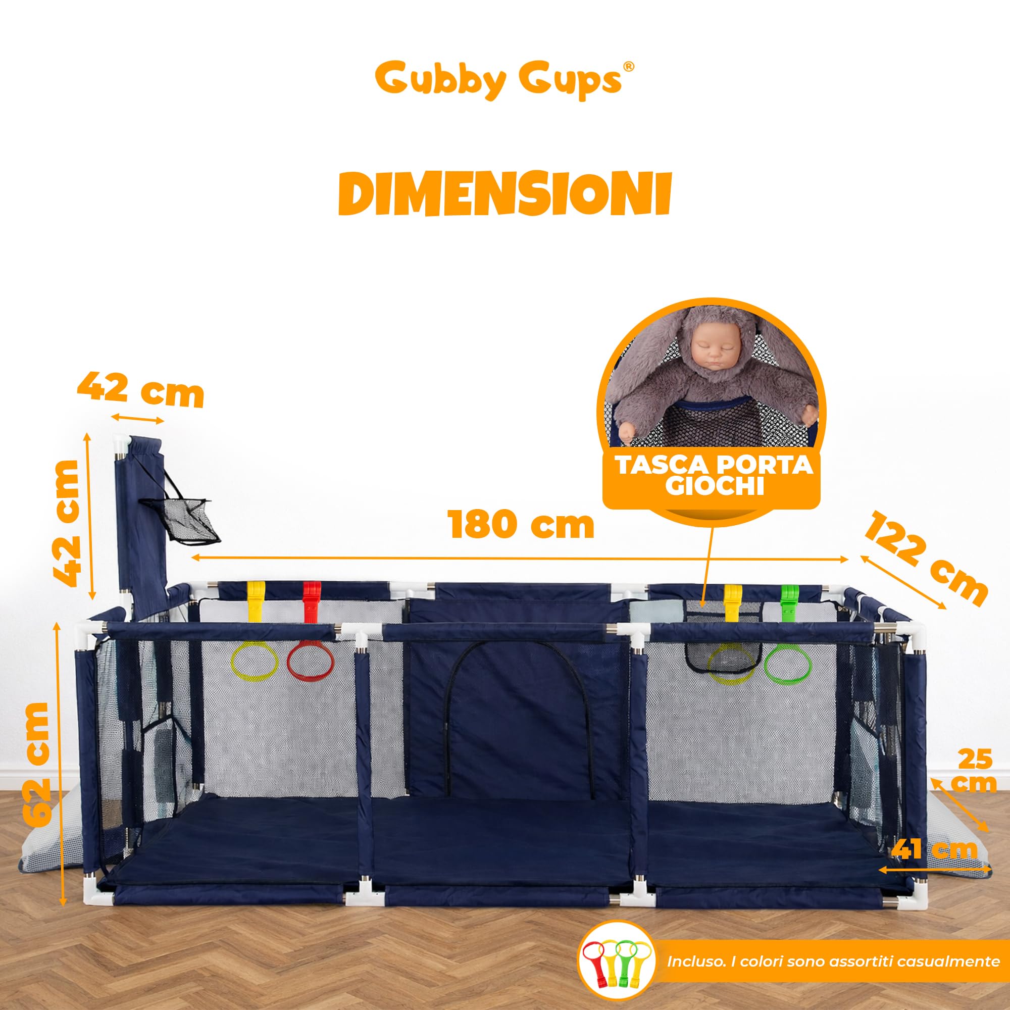 Box Bambini 180x122 cm Recinto per Bambini e Neonati con Rete Traspirante