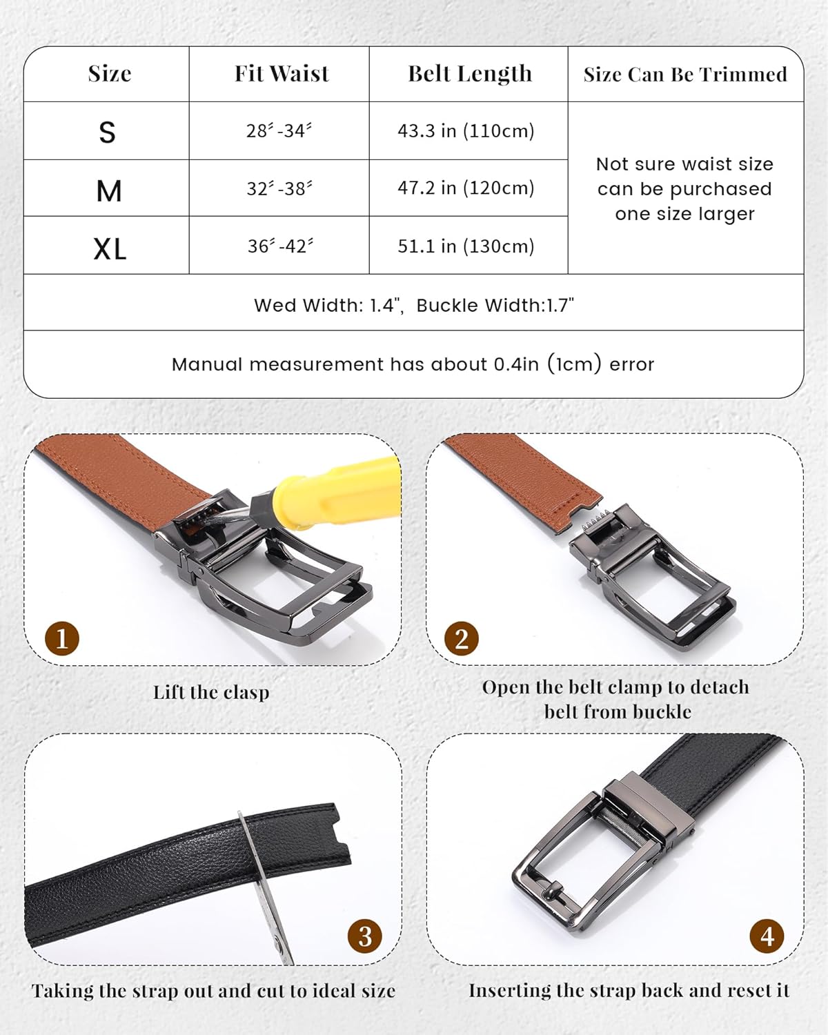 AWAYTR Ratchet Dress Belt for Men - Adjustable Comfort Click Belts for Jeans with Slide Buckle - Image 3