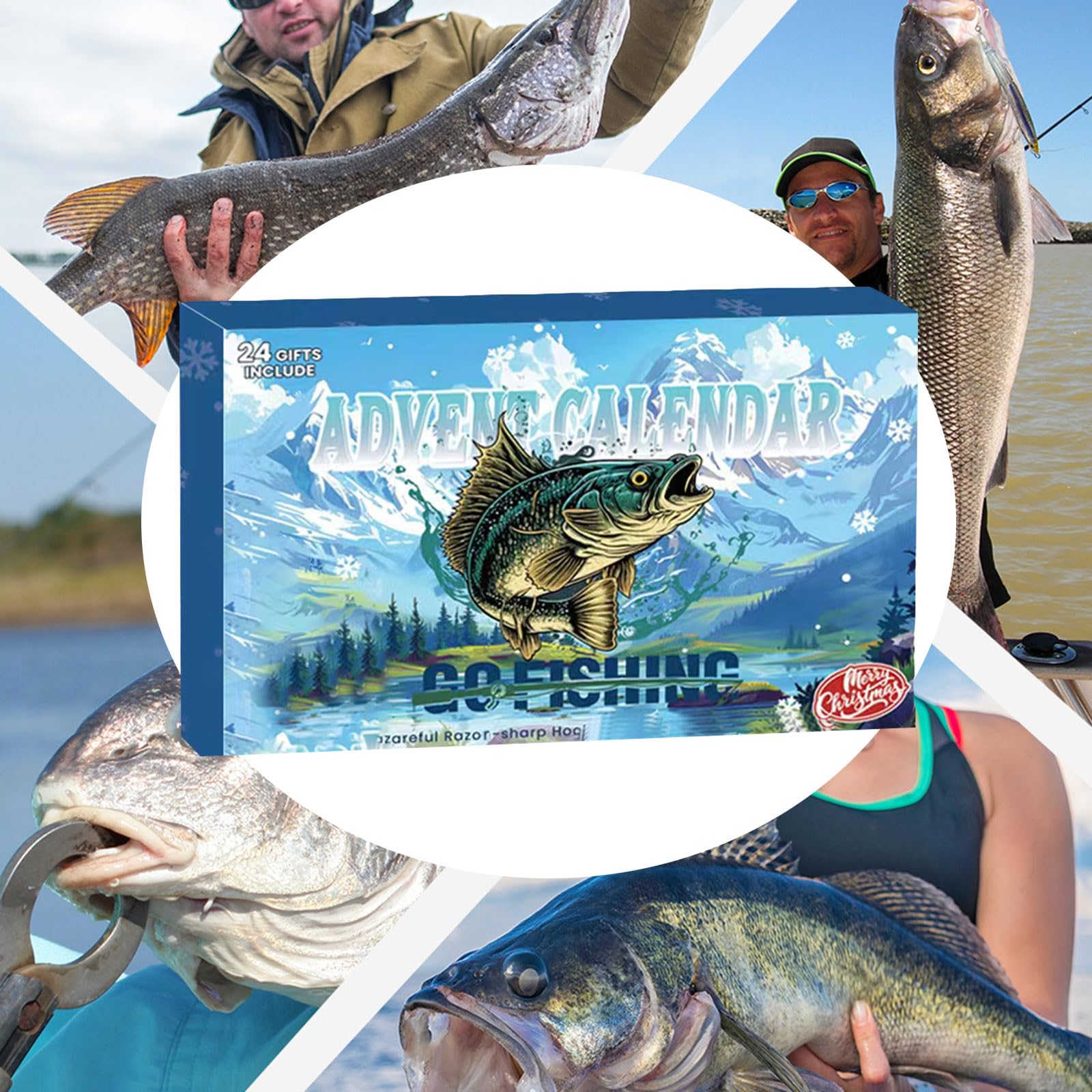 Calendario De Adviento Pesca 2025,Conjunto De Cebo De Pesca,Cuenta Regresiva de Navidad de 24 Días con Cebos de Pesca, Regalo Sorpresa para Papás, Abuelo