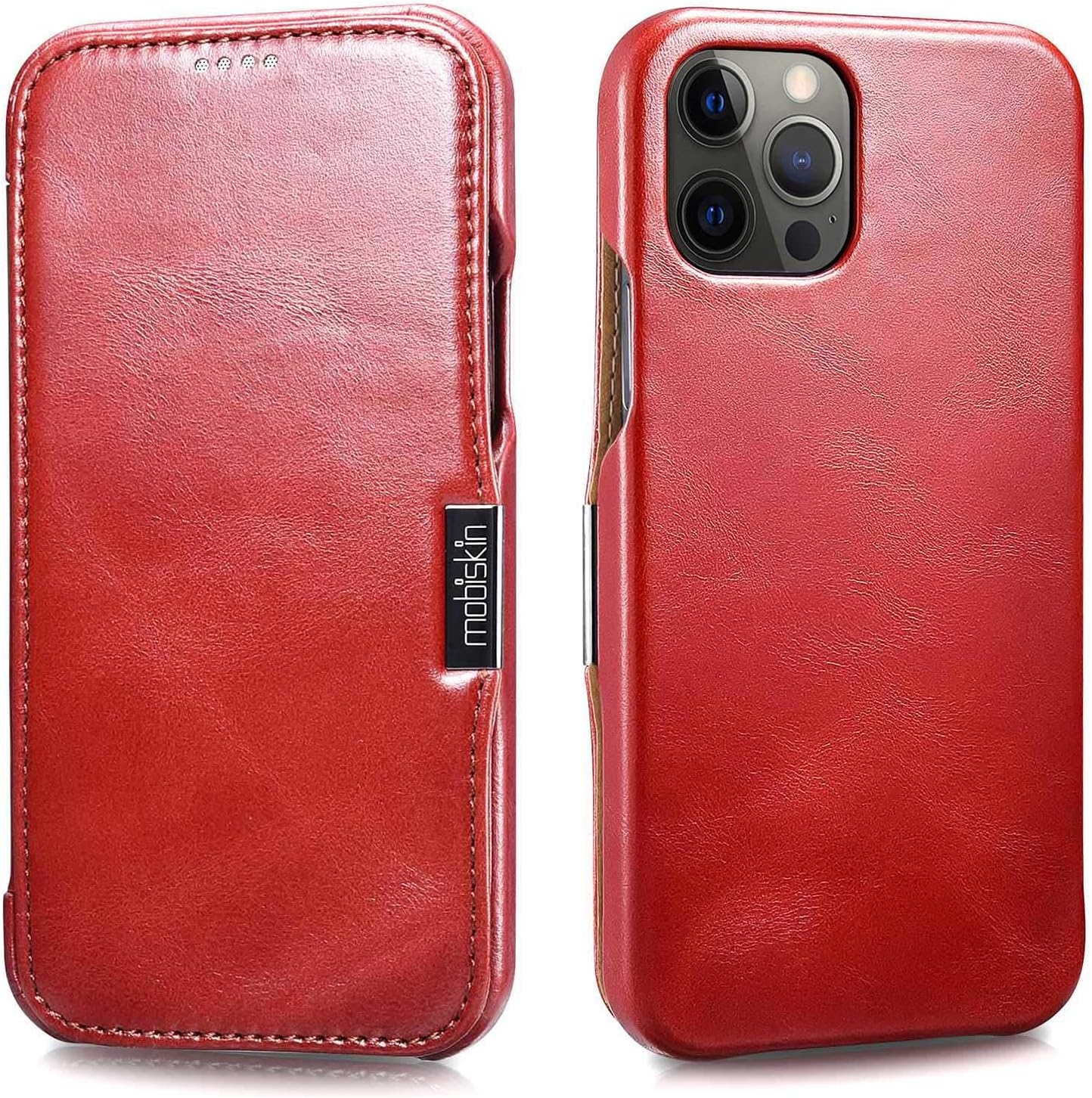 Mobiskin Hülle kompatibel mit Apple iPhone 12 und iPhone 12 PRO , Handyhülle mit echtem Leder