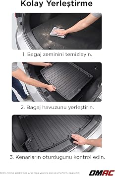 OMAC Opel Corsa E 2015-2019 Arası Uyumlu Araca Özel Bagaj Havuzu Kauçuk TPE Siyah 1 Parça Alt Kademe için