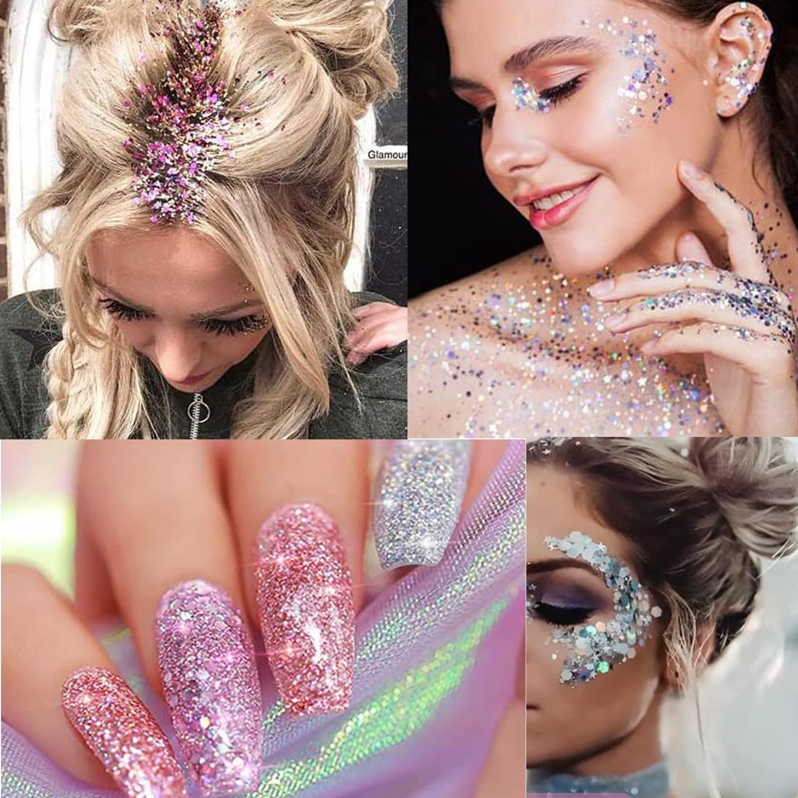 30ml Glitter Corpo, Glitter Gel Corpo,Glitter Body Gel, Glitter Gel Viso per Viso, Unghie, Occhi, Labbra, Capelli, Corpo, per Musica, Festival, Feste in Maschera