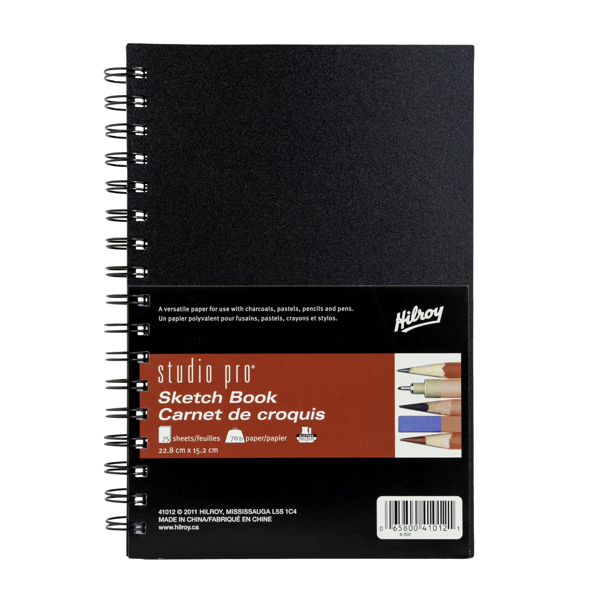 Hilroy Studio Pro Poly Sketchbook, 6" x 9", 75 Sheets, Black, 1 Book (41012)