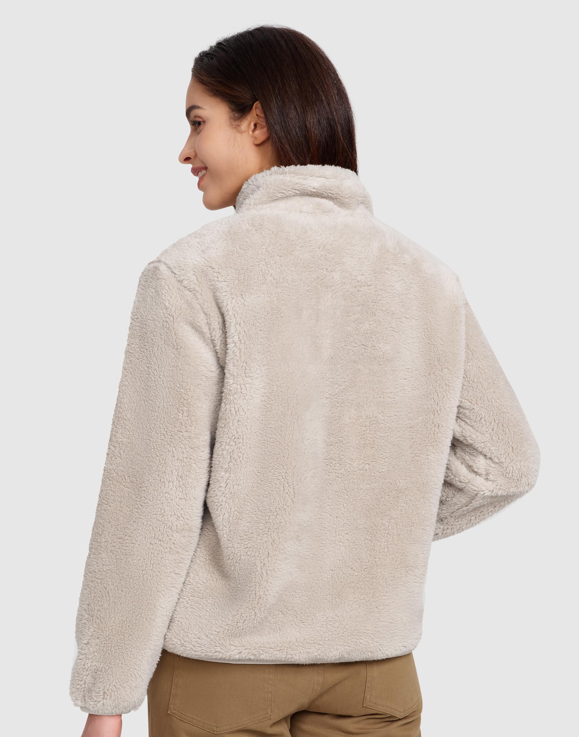 Pioneer Camp Fleece Pullover für Damen mit Stehkragen, Half-Zip Sweatshirt Langarm aus Baumwolle, Weicher Sport Pullover ohne Kapuze, Übergangsjacke Herbst Winter