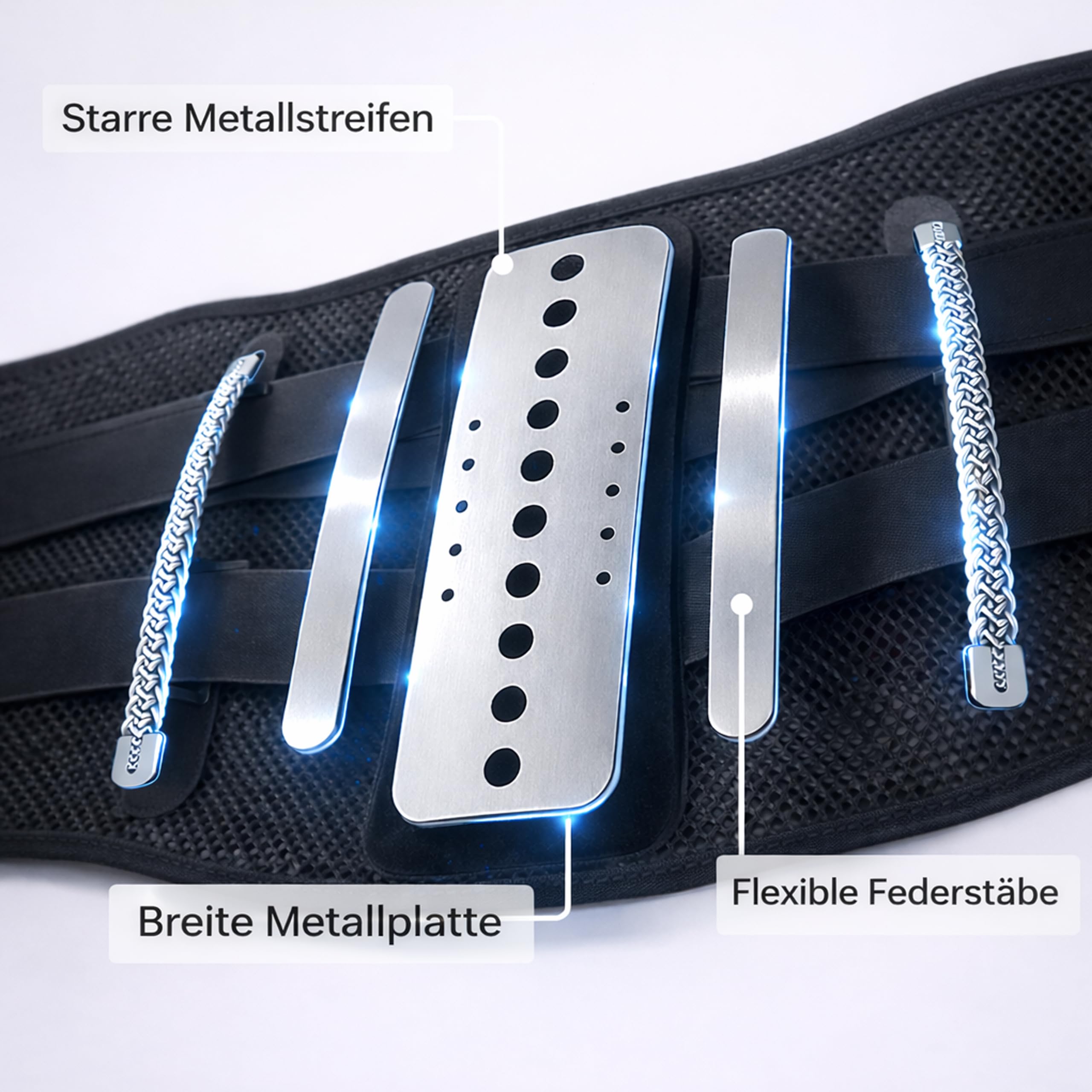 HLGO Ceinture Lombaire avec Supports Métalliques Solides, Ceinture de Soutien Dorsal avec Coussin 3D, pour Soulager les Douleurs Lombaires, Confortable, Respirante, pour Homme et Femme (Taille S)