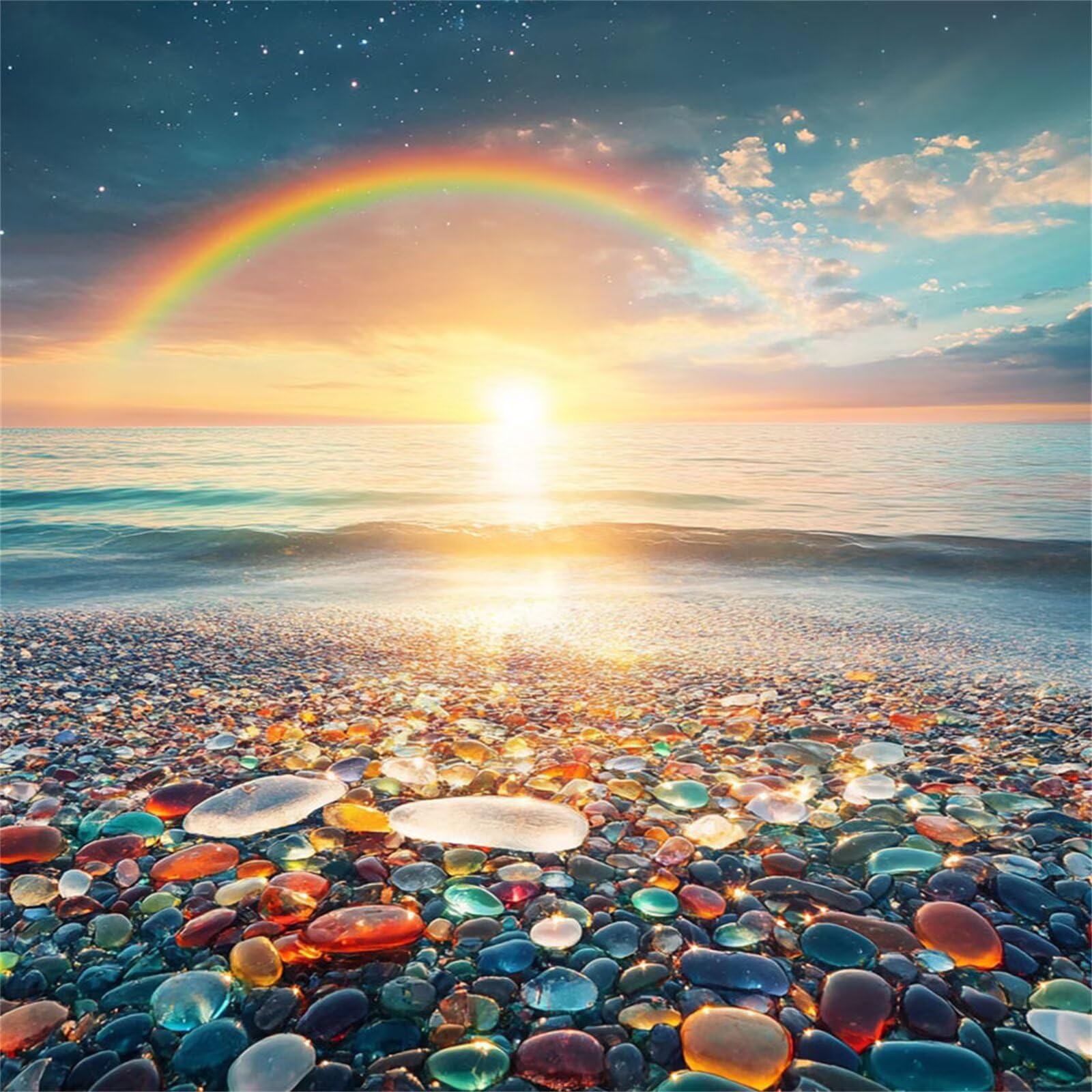 Diamond Painting Adulti, Spiaggia Diamond Painting Kit Completo, 5D Pittura Diamante Bambini Attività Manuale Creativa e Idea Regalo, Diamantini Crystal Art Tela Fai Da Te Kit 90x90cm Tramonto FX#509