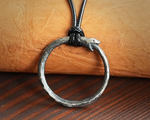 Miniatura 10 de Viking Ouroboros Snake Necklace for Women Men - Dragon Snake Pendant Necklace Amulet - Sterling Silver Snake Chain Necklace - Snake Jewelry - Viking