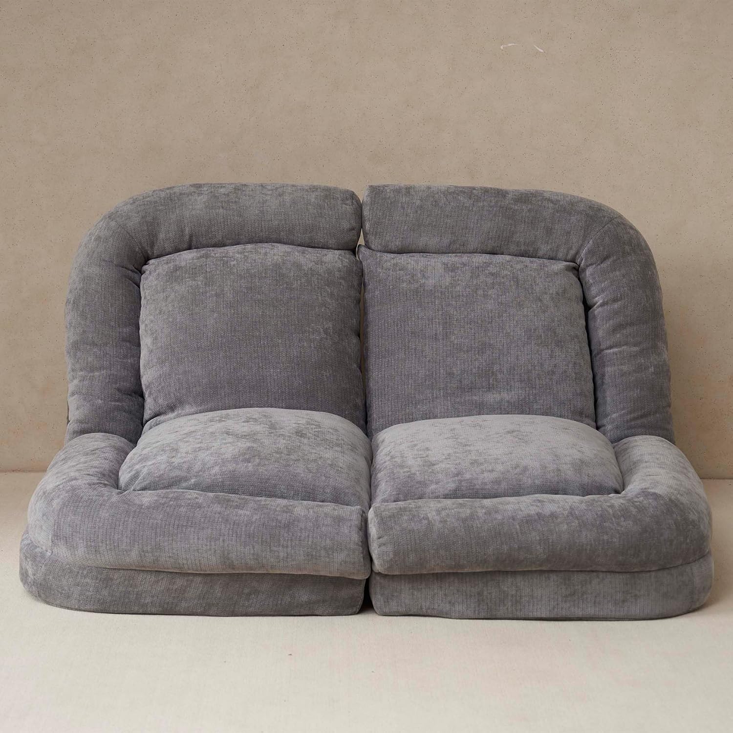 Convertible Fold-Out Single Sofa Bed with 18 Adjustable Positions, Sofa to Bed Function, Soft Cotton Cushion, Metal Frame, Space-Saving Furniture for Living Room, Gray, 63.78W x 29.92D x 31.10H in