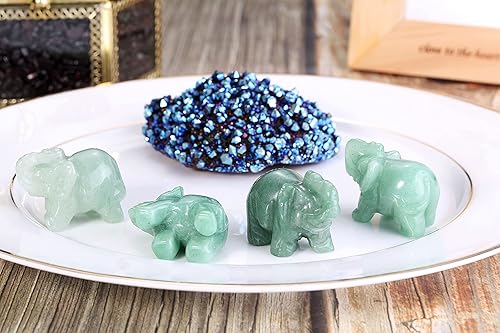 Miniatura 7 de Jovivi 2 piezas de piedras preciosas curativas talladas naturales de elefante de cristal, estatuas de 1.5 pulgadas, decoración del hogar, decoración