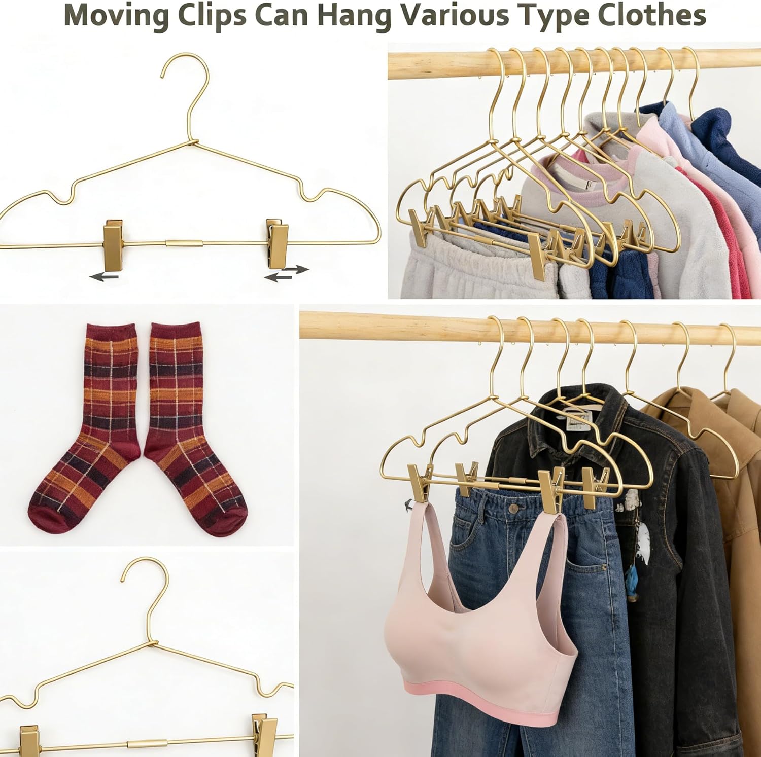 Gold Metal 12.6" Baby Clothes Clips Hanger, 30 Pack Children Kids Coat Hanger Display and Storage,Heavy Duty Standard Metal Hangers with Non-Slip Design,Space Saving Organizer