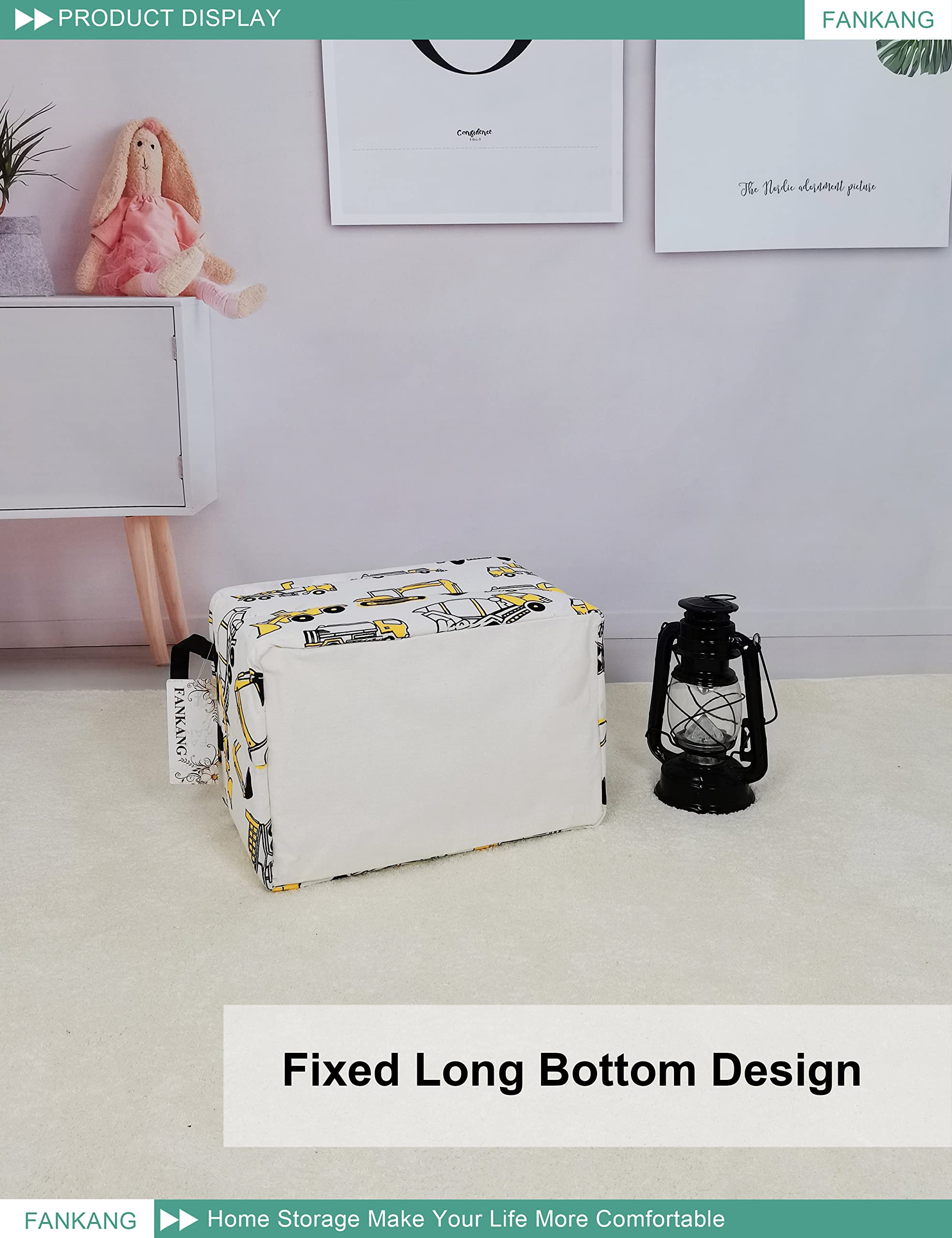Contenedores de almacenamiento, cesta de lona plegable con revestimiento de polietileno impermeable, cestas de almacenamiento grandes para niños y niñas, oficina, dormitorio, ropa, juguetes 5