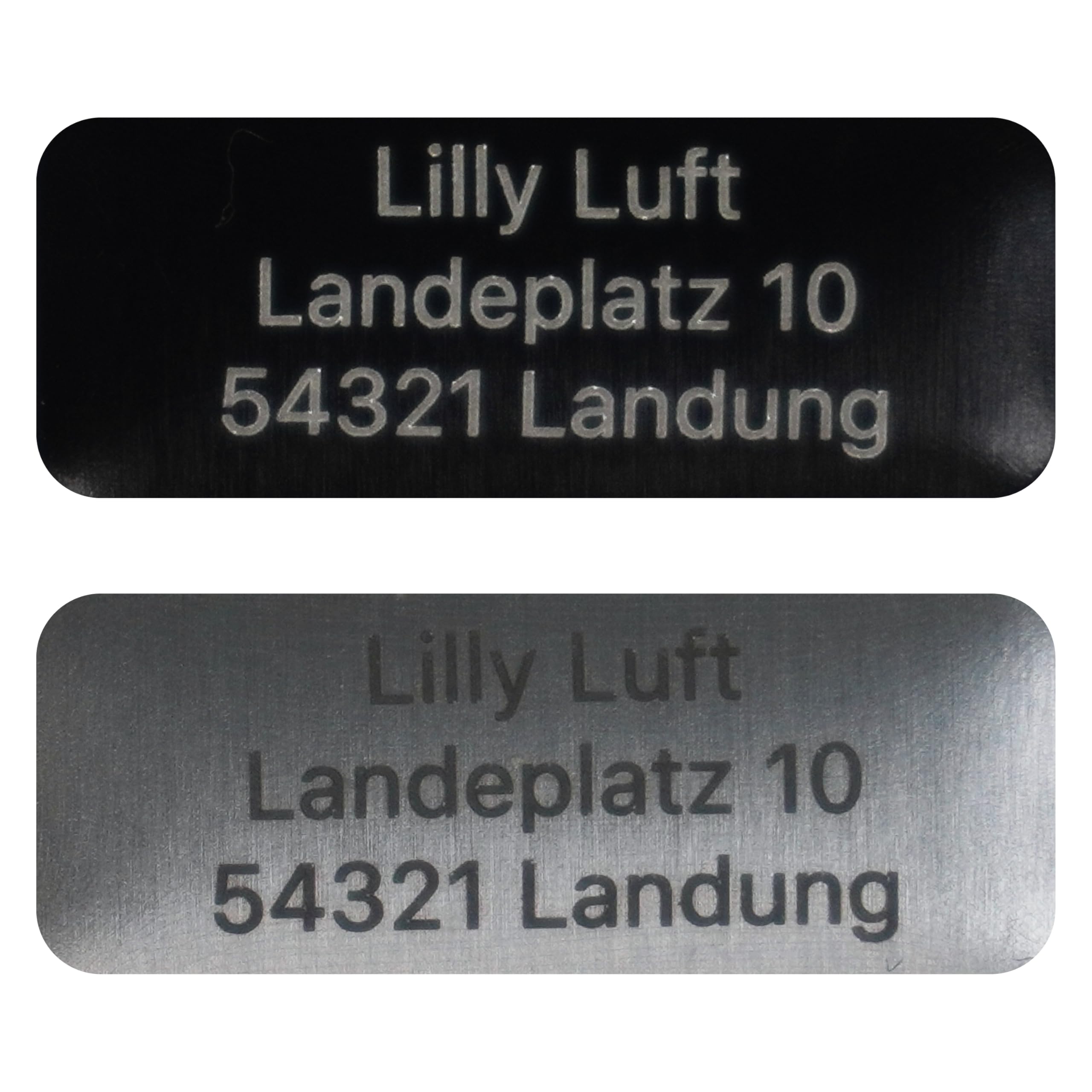 Flying-Drone – Placa identificativa para drones de 20 x 8 mm para DJI Neo y otros modelos | E-ID y texto libre (por ejemplo, dirección) grabable | Cumple con la EASA | aluminio en negro o plata