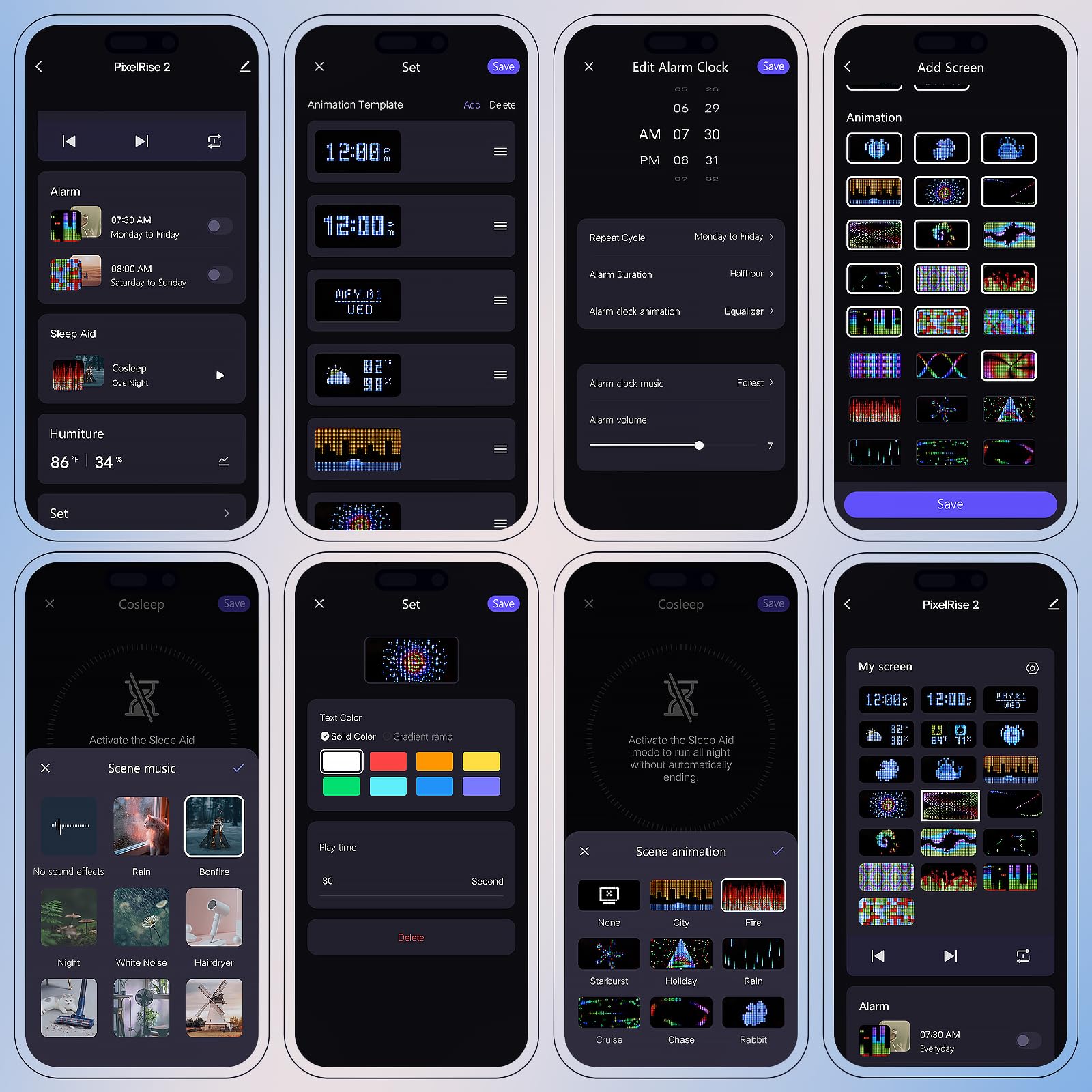 Dekala Pixel-LED Smart Wecker, Digitaler Nachttischwecker mit Dual-Alarm & Snooze, laut für Tiefschläfer, Wetter-, Temperatur- & Feuchtigkeitsanzeige, App-Steuerung & automatische Zeitsynchronisation