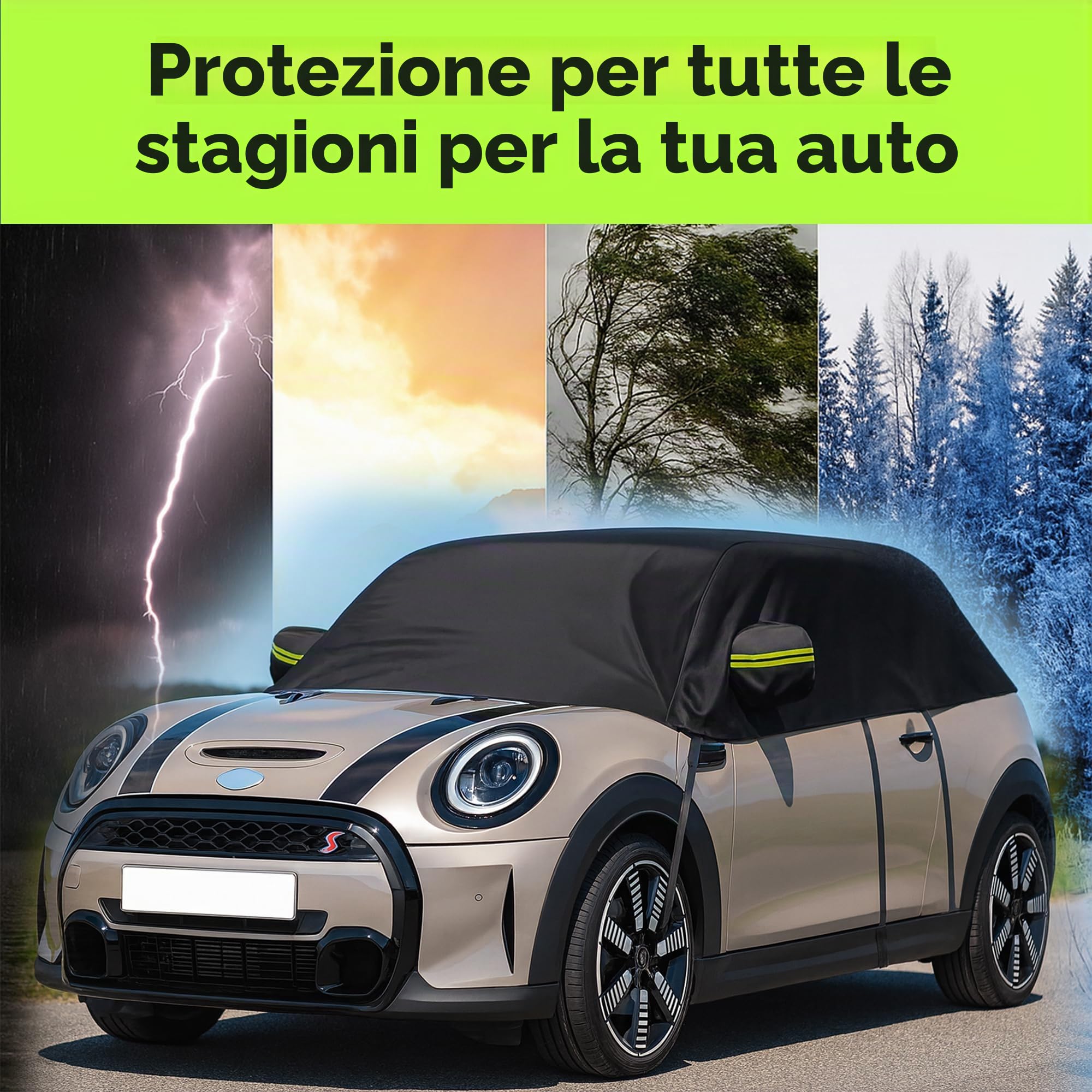 Copertura parziale per auto sostitutiva per Mini Cooper 3 porte 2000-2024, coperture per auto per stoccaggio esterno, accessori per auto impermeabili per tutte le condizioni atmosferiche