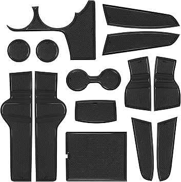 for Kia Sportage NQ5 Accessories 2023 2024 2025 2026 Cup Holder Insert Center Console Liner Door Slot Mats Non-Slip Cup Coaster Pad 14PCS Set for Kia Sportage Hybrid/LX/EX/SX/X-Pro Black