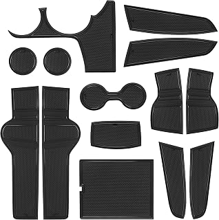 Passgenaue Auto-Einlagen, Einsätze für Getränkehalter, Mittelkonsole, Handschuhfach, Anti-Rutsch-Matten, 14-teiliges Set (schwarzer Rand)