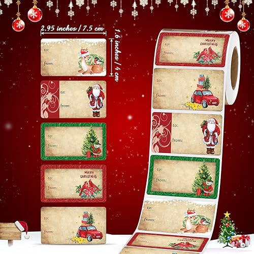Miniatura 5 de Outus 500 Piezas Etiquetas de Navidad Etiquetas de Regalo Autoadhesivas para Regalos de Navidad Etiquetas de Nombre de Navidad Pegatinas para Papel