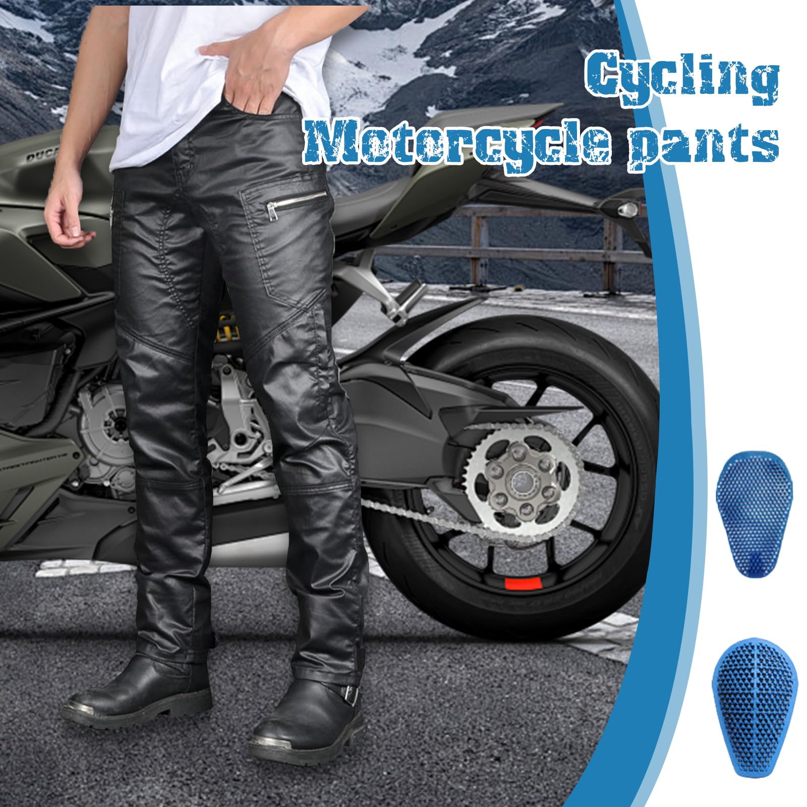 Jeans Moto - Jeans da Moto Pantaloni da Moto Rivestiti Impermeabili da Uomo Donna, Protezioni CE per Ginocchia e Fianchi (XL)