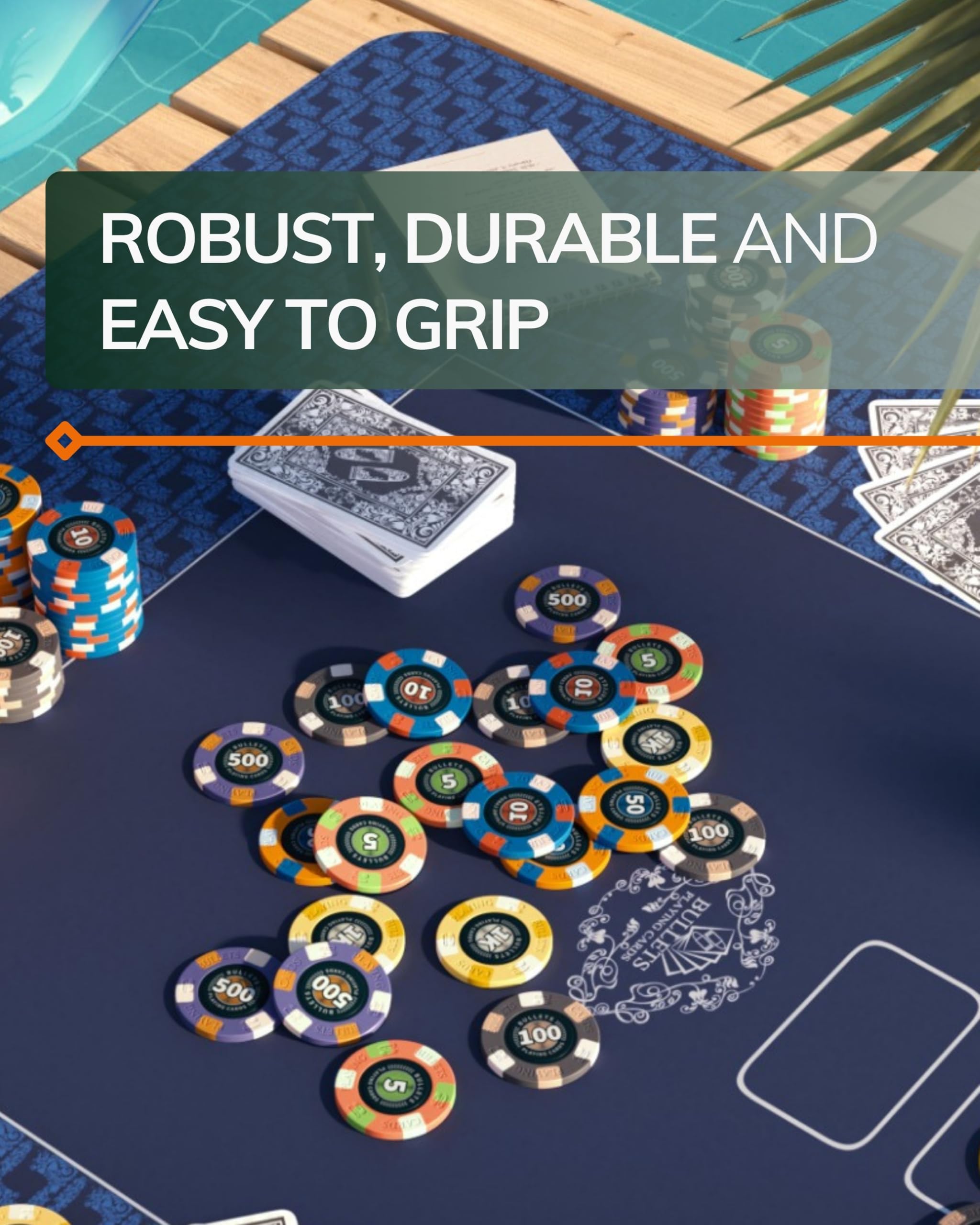 Bullets Playing Cards, 25 x chip da poker in ceramica Richie, valore 5, per set da poker, 10 g, 4 cm di diametro (rosso)