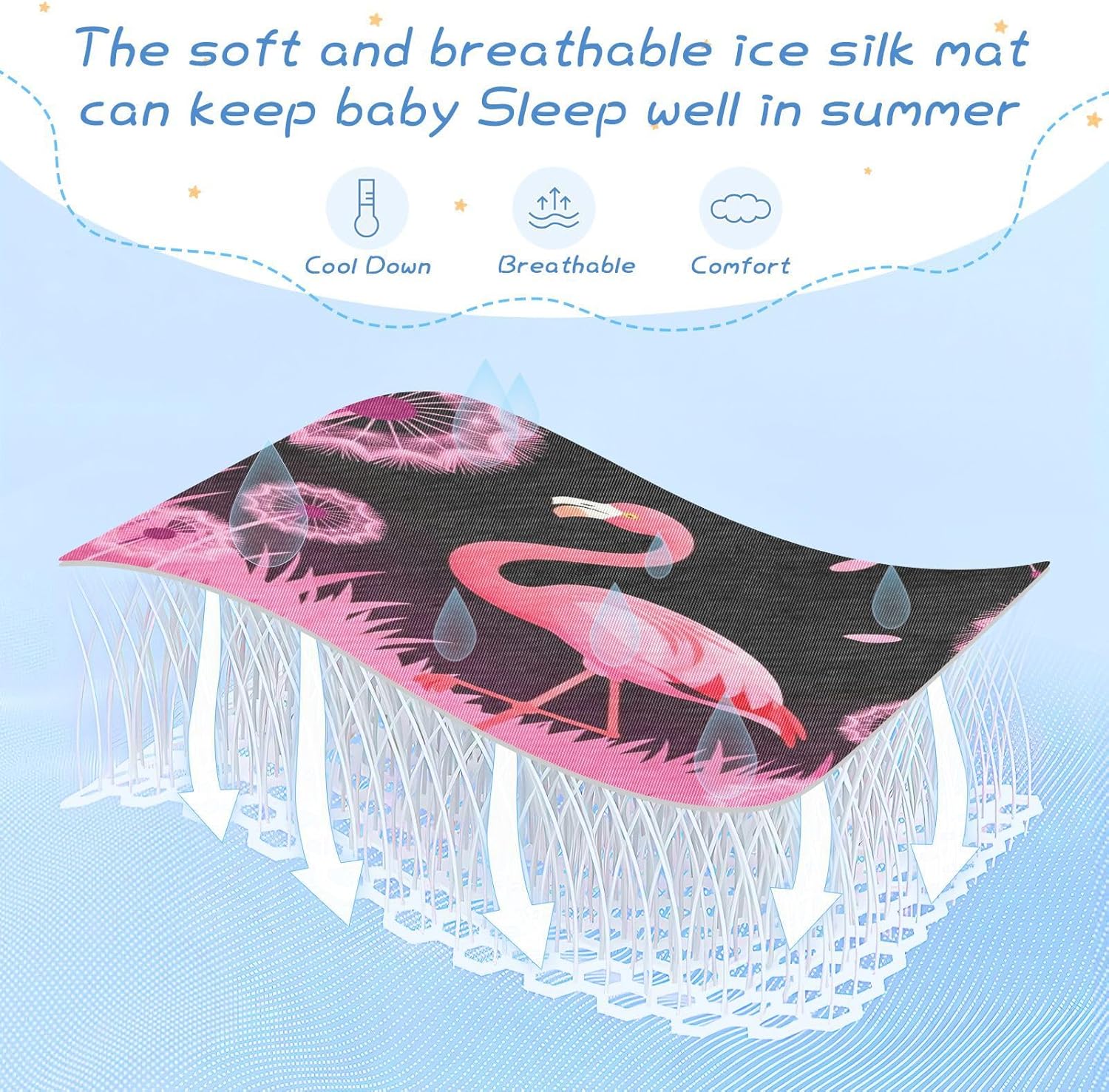 Cooling Baby Bed Mattress 28" x 52" Reusable Flower Dandelion Tropical Bird Pink Flamingo Bed Pads Disposable for Kids, Adult