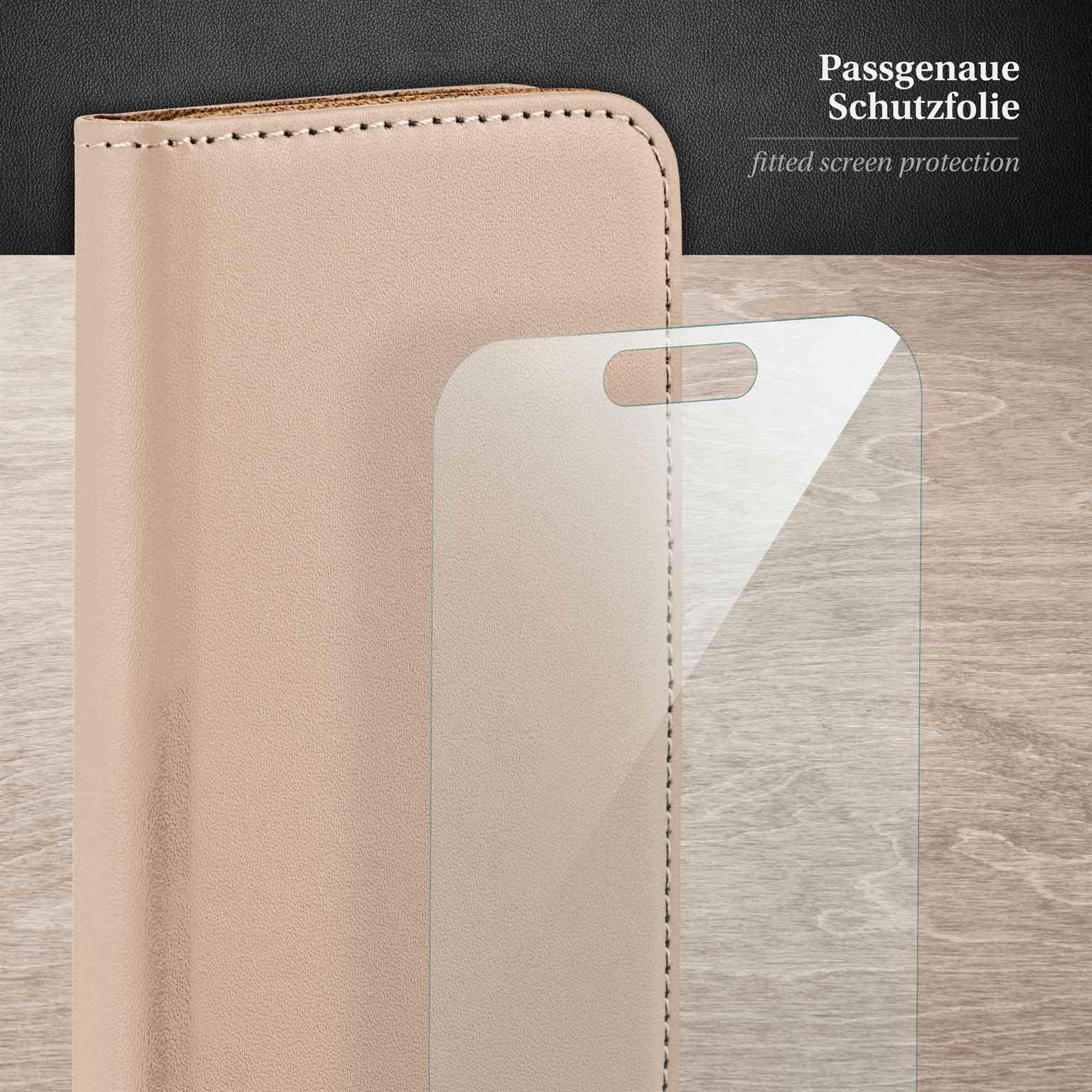 moex Set 4 in 1 per iPhone 17 Pro con 3 pellicole protettive, scomparto per carte di credito, custodia a libro e pellicola FlexProtect, protezione completa a 360°, tortora