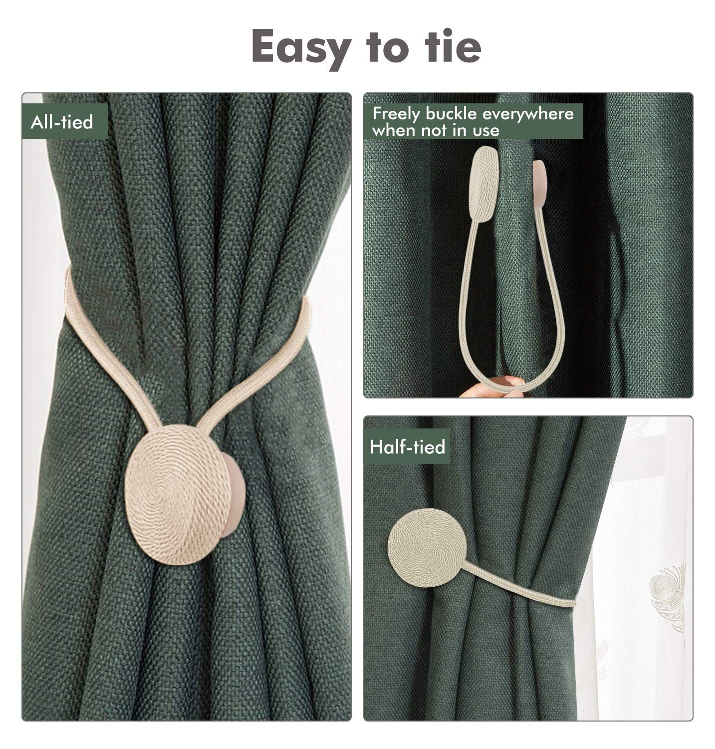 Magnetische Vorhang-Raffhalter, 2 Stück – Dekorative Halter Für Vorhänge, Einfach Zu Installieren, Hält Auch Bei Wind, In 8 Farben Erhältlich