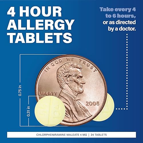 Miniatura 3 de MAJOR Tabletas para alergias de 4 horas  Clorfeniramina Maleato 4 mg  Antihistamínico  24 unidades (1 paquete)