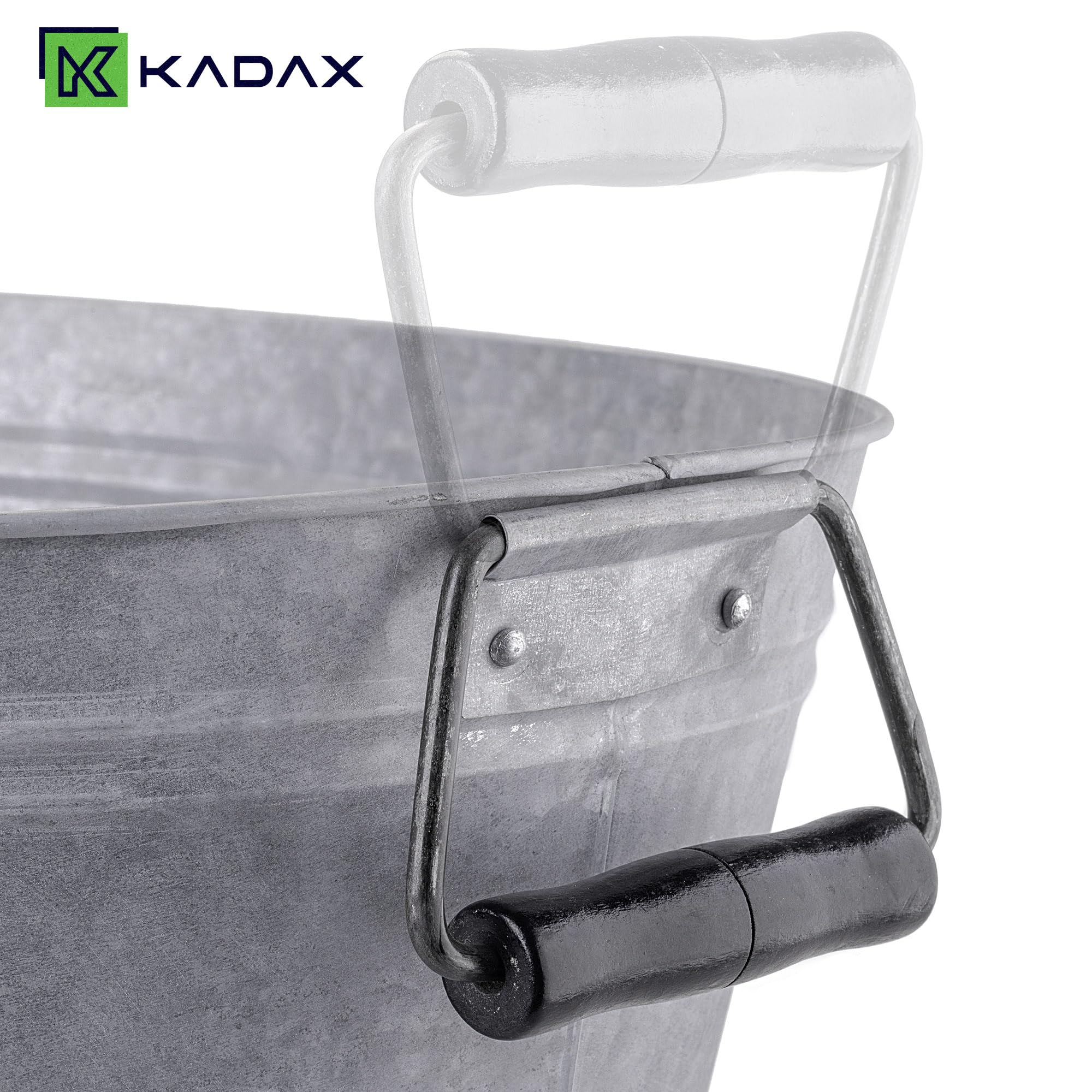 KADAX Lot de 4 bacs en zinc en 4 tailles : 6 l, 13 l, 19 l et 38 l, bac à plantes en acier galvanisé, idéal comme étang de jardin, bac à fleurs et seau à boissons (argenté)