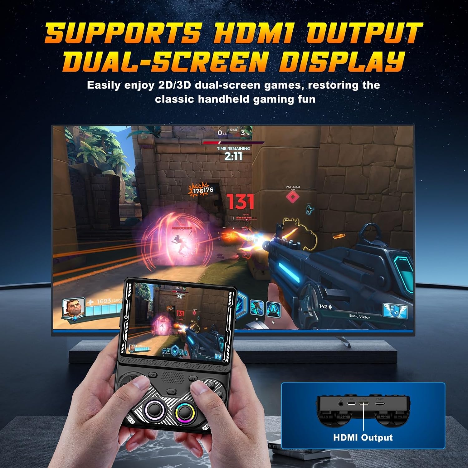 RG43V Pro Retro Handheld Game Console, 4.3 Inch IPS Screen, Portable Dual System with RK3562 CPU, 64GB Support 30+ Emulator&22000+ Classic Games, WiFi Networked Fighting, HDMI TV Output (Black 64GB) 10 81GuC4f ROL. AC SL1500