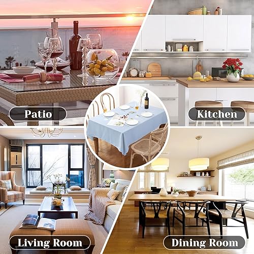 Miniatura 6 de Mantel rectangular de tela texturizada, resistente a las arrugas y a las manchas, mantel de poliéster resistente al agua, mantel de mesa de granja,