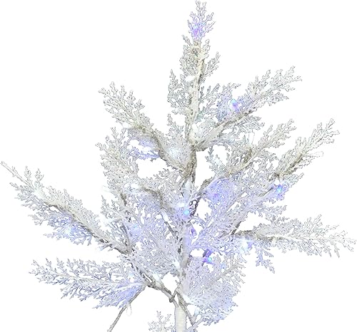 Miniatura 2 de Vickerman Company G197152LEDTW Árbol de Navidad de pino de cedro, 5.5' x 47", Flocado blanco sobre blanco