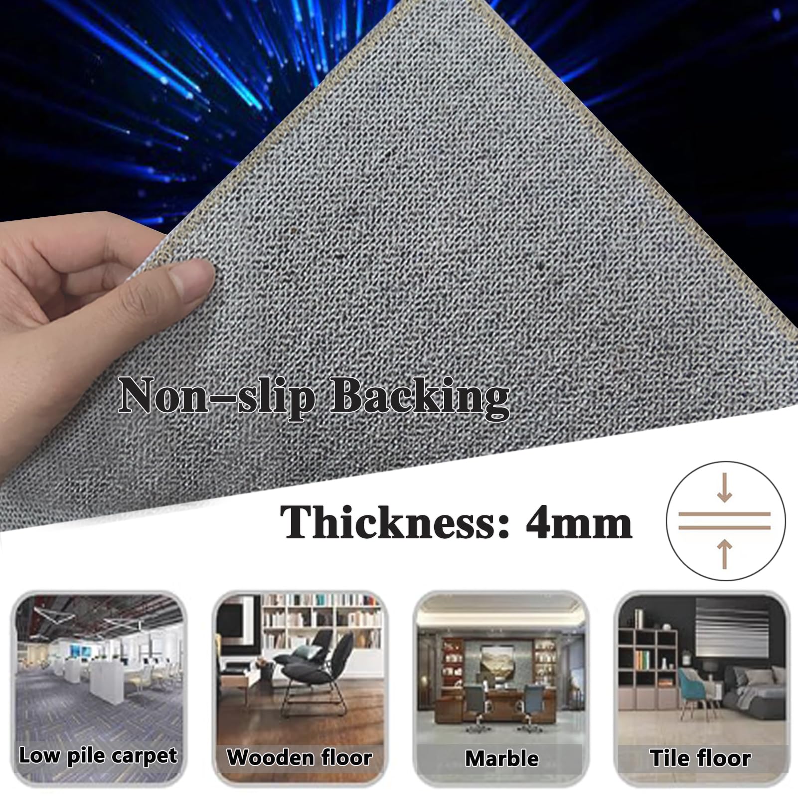 Gamingstoelmat, antislip, beschermt de vloer,bureaustoelmat 120 x 140 cm, vloermat, stof, vloermat voor kantoor, houten vloer, tegelbeschermingsmat, vloerbeschermingsmat, gamingstoelonderlegger