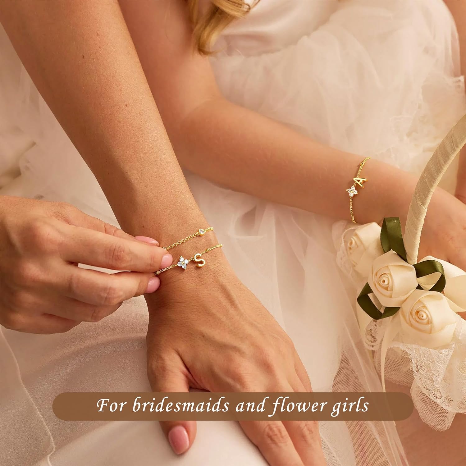 M MOOHAM Valentines Gifts for Women Teen Girls - 14K Gold Plated Initial Letter A-Z Bracelets for Women Trendy, Layered Link Charm Bracelet Anniversary Birthday Personalized Jewelry Gift - Image 5